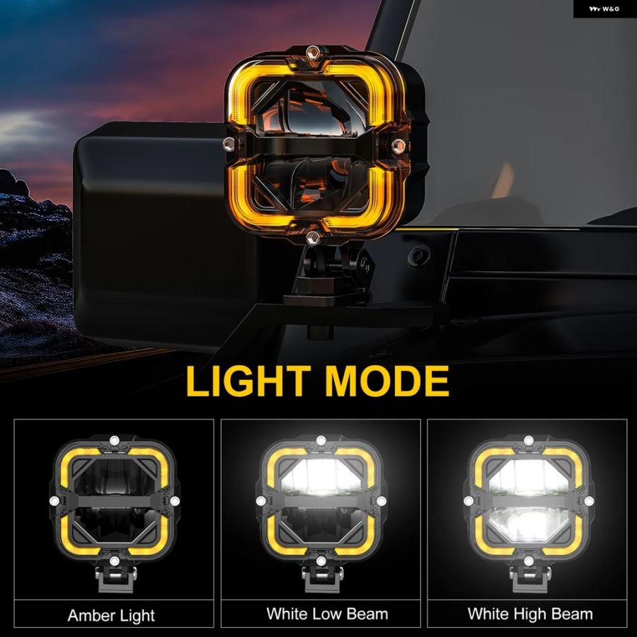 並行輸入品 スクエア型 LED ワークライト 車オフロード バイク ドライビング フォグランプ ライトバー エンジェルアイスポットライト補助ライト 12V/24V | ブランド登録なし | 03