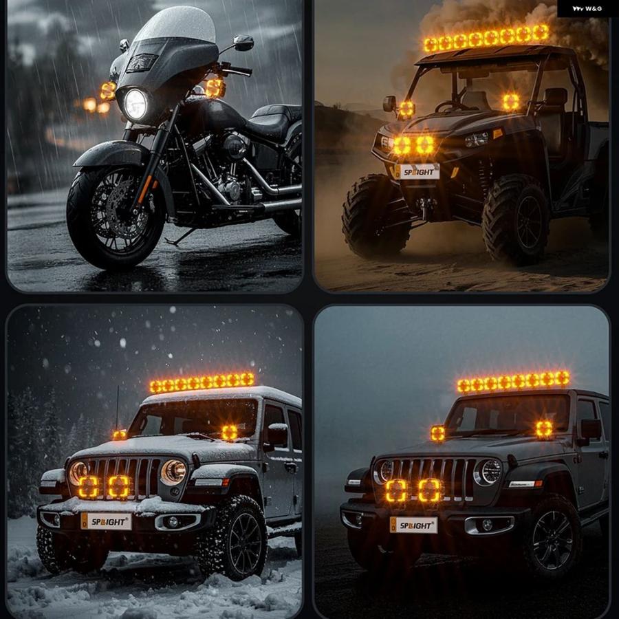 並行輸入品 スクエア型 LED ワークライト 車オフロード バイク ドライビング フォグランプ ライトバー エンジェルアイスポットライト補助ライト 12V/24V | ブランド登録なし | 05