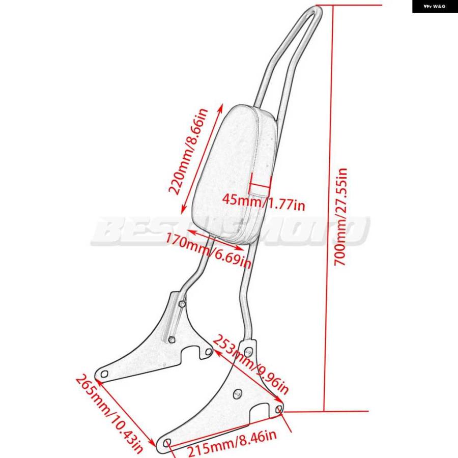 並行輸入品オートバイ バイク バックレスト シーシーバー カワサキ バルカン 400 800 VN400 VN800 1996-2010-19 | ブランド登録なし | 03
