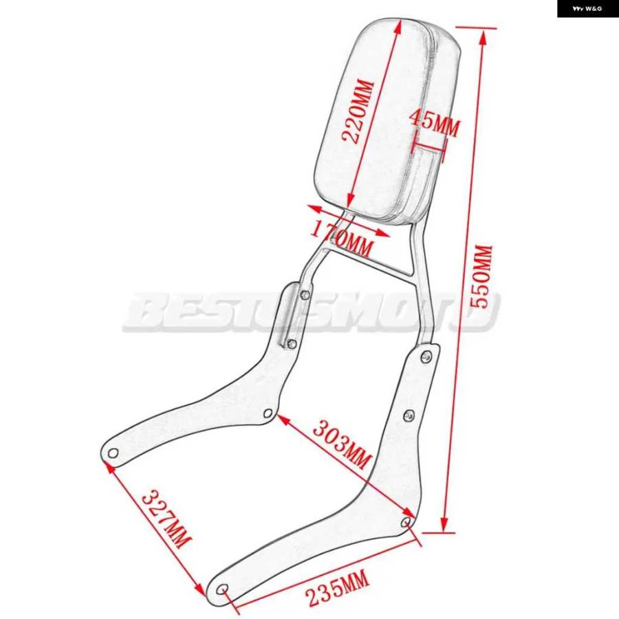 【並行輸入品】オートバイ バイク バックレスト シーシーバー カワサキ バルカン VN 900 VN900 カスタム クラシック 1996-2016-23 | ブランド登録なし | 03
