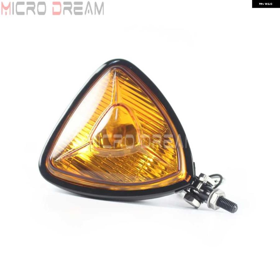 並行輸入品オートバイ バイク 12V 55W ヴィンテージ ヘッドライト レトロ トライアングル イエローレンズ ヘッドランプ ハーレー チョッパー クルーザー | ブランド登録なし | 07