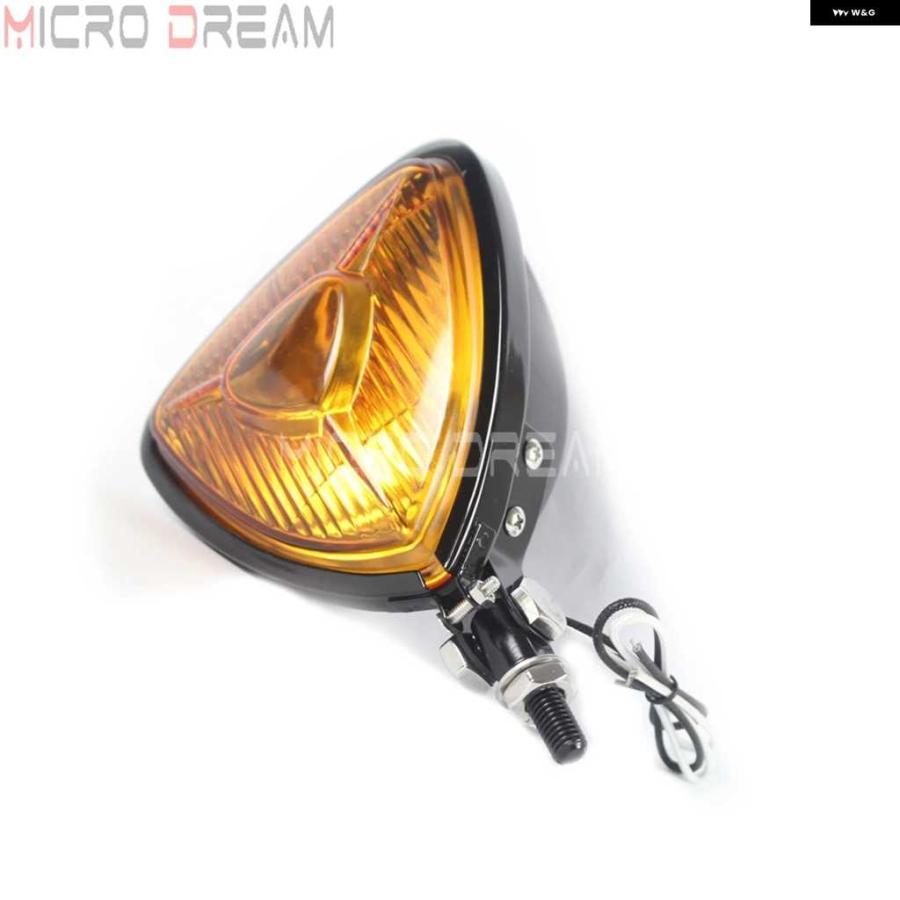 並行輸入品オートバイ バイク 12V 55W ヴィンテージ ヘッドライト レトロ トライアングル イエローレンズ ヘッドランプ ハーレー チョッパー クルーザー | ブランド登録なし | 08