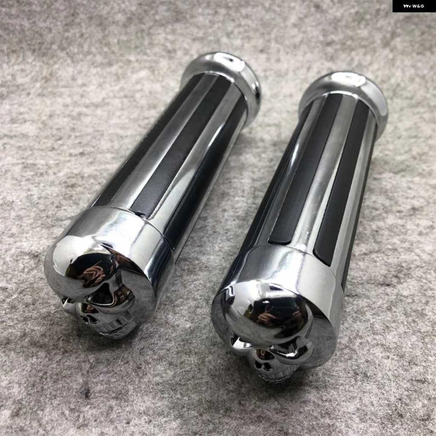 並行輸入品25MMクローム オートバイ バイク ハンドルバー スカル バーエンド オートバイ バイク ハンド グリップ カワサキ バルカン スズキ ハーレー ダ | ブランド登録なし | 01