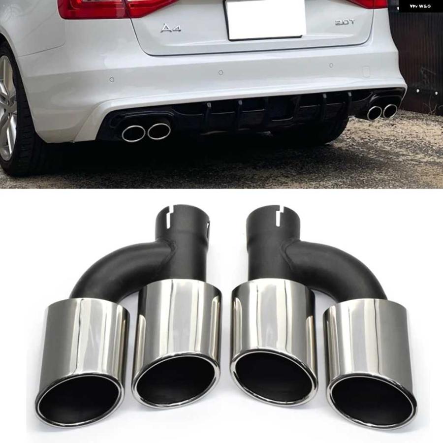 並行輸入品クワッド ステンレス 車用マフラー アウディ A3 A4 A5 A6 A7 A8 UP S3 S4 S5 S6 S7 S8 SQ3 SQ5 デザイン マフラーチップ 60MM テール パイプ | ブランド登録なし