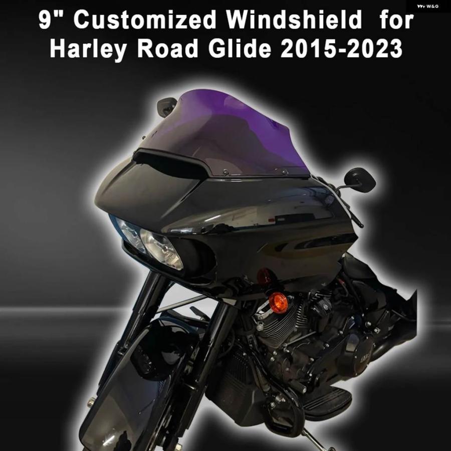 並行輸入品 オートバイ 9インチ イエロー フロント ウインドシールド ウィンドスクリーン デフレクター カバー プレート ハーレ_9