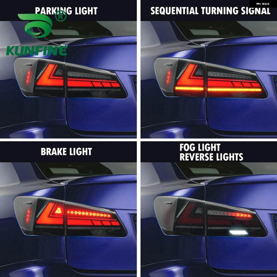 並行輸入品 レクサス IS250 IS300 IS350 ISF 2006-2012 車用 テールライト アセンブリ LED ウィンカーライト DRL ブレーキ リバの画像