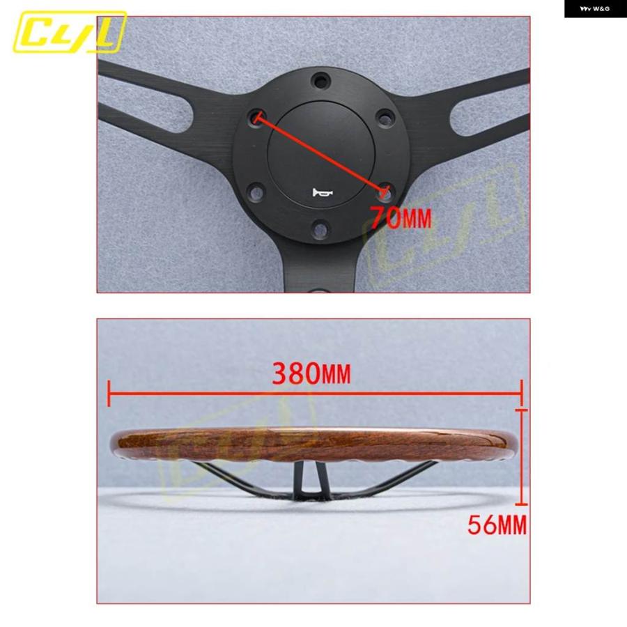 並行輸入品 15インチ 380MM クラシック ウッド スタイル ステアリングホイール ヴィンテージ レトロ スポーツ ステアリングホイール カー_6