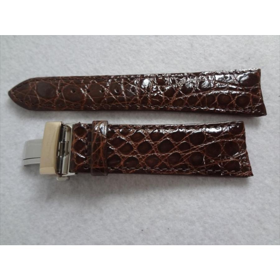Citizen Auto Dater Uni　シチズン　クロコレザーベルト Citizen 純正 24mm ベルト クロコダイル革 レザーバンド 茶 茶色/白