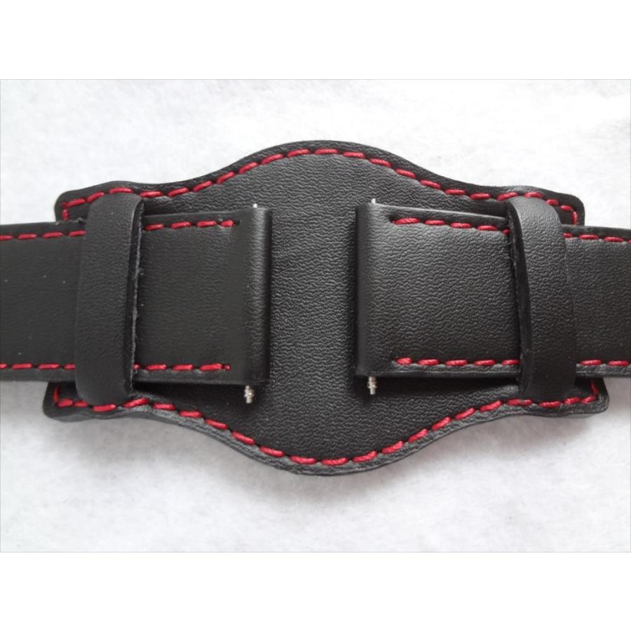 背当てNATOタイプ黒/赤レザーベルト24mm本革バンド台座タイプLuminox