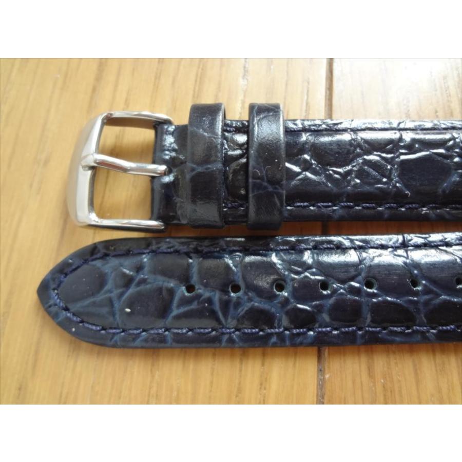 腕時計 レザーベルト 20mm 青 青色 クロコダイル型押し バンド ブルー