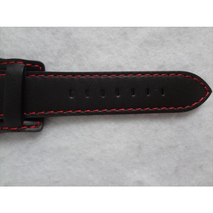 背当てNATOタイプ黒/赤レザーベルト22mm本革バンド台座タイプ : パーツ