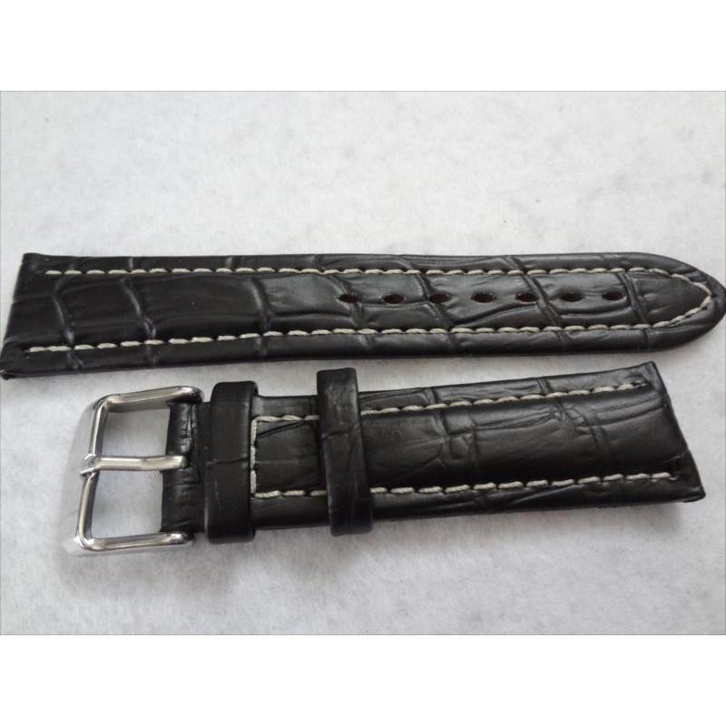ブライトリング用 腕時計バンド 20mm 黒 アリゲーター型押し レザー