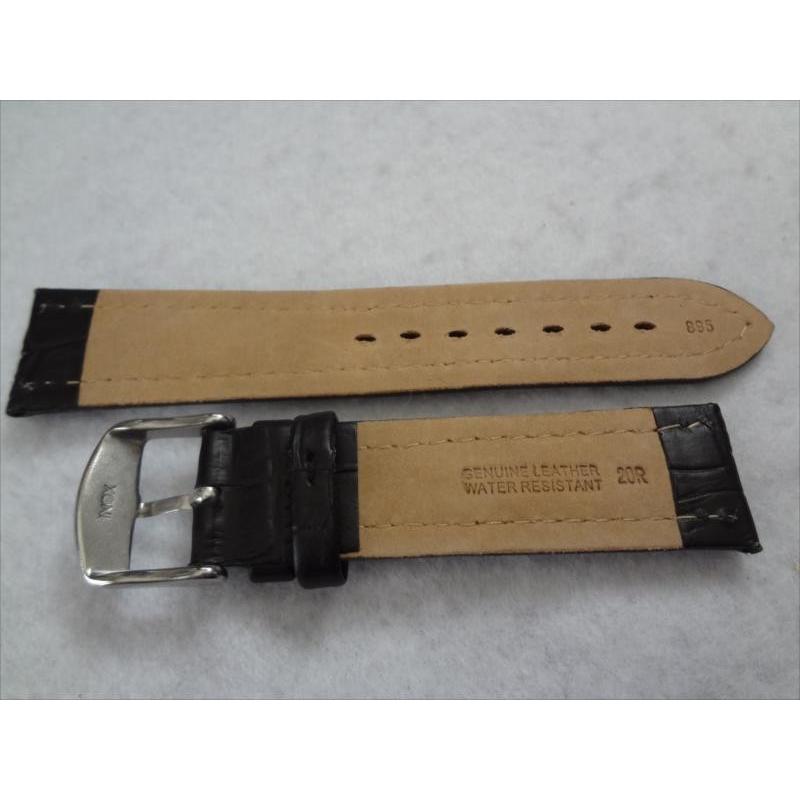 ブライトリング用 腕時計バンド 20mm 黒 アリゲーター型押し レザー