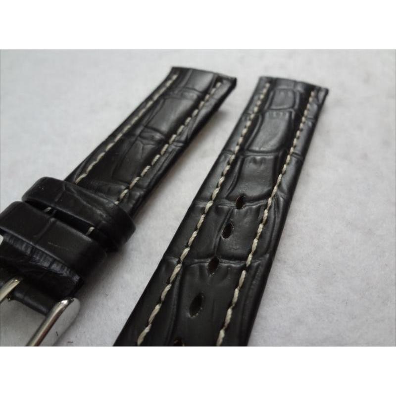 ブライトリング用 腕時計バンド 20mm 黒 アリゲーター型押し レザー