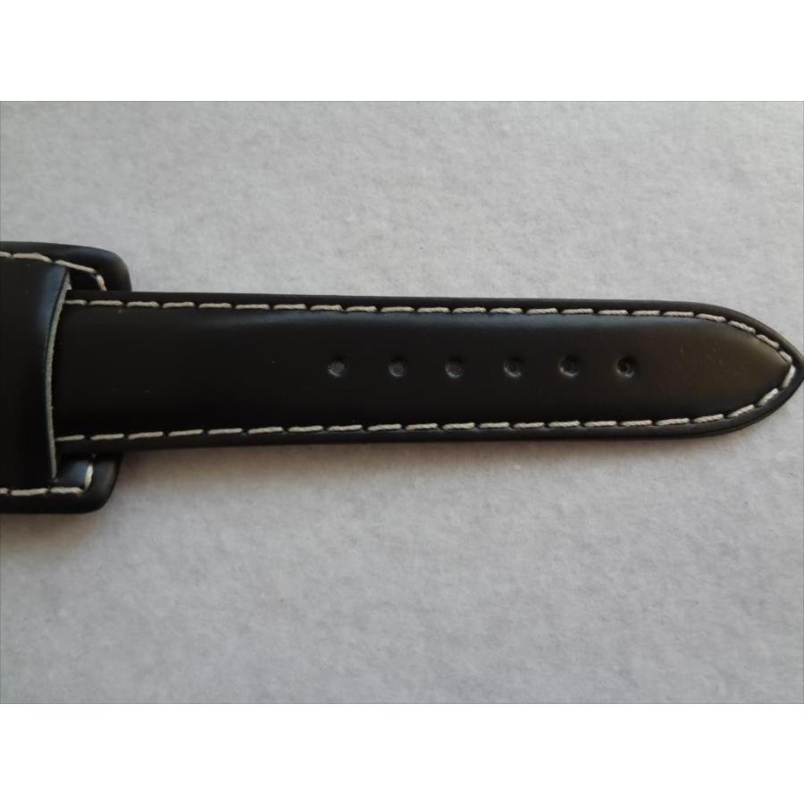 日本製BUND台座タイプ牛革レザーベルト 20mm 腕時計バンド 黒/白