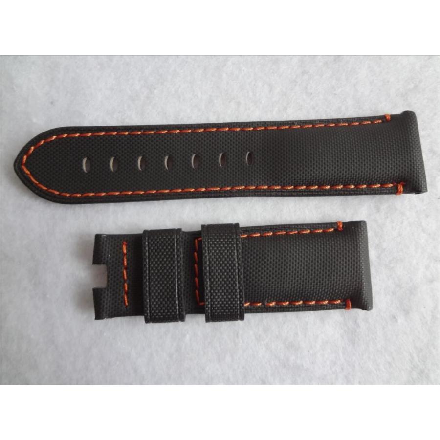腕時計交換ファブリック24mmバンド黒オレンジベルト/パネライ