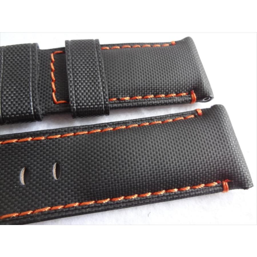 腕時計交換ファブリック24mmバンド黒オレンジベルト/パネライ