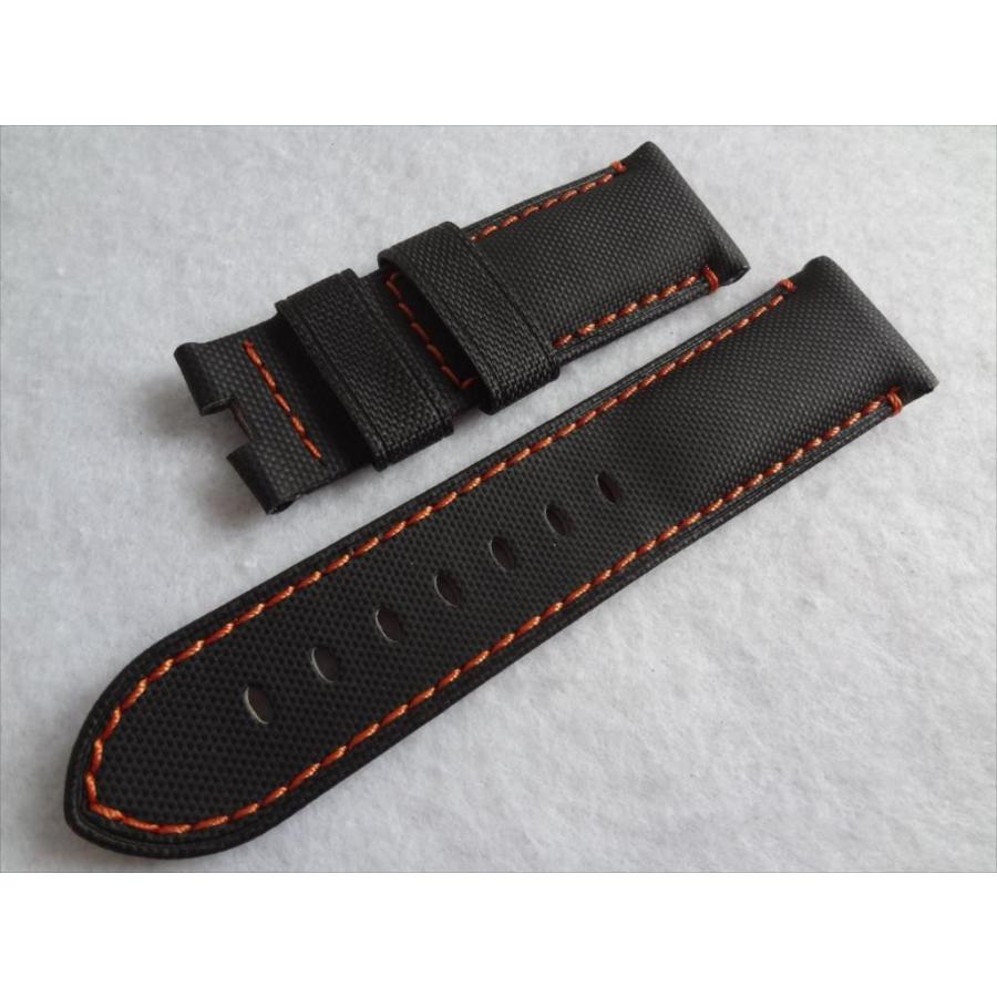 腕時計交換ファブリック24mmバンド黒オレンジベルト/パネライ