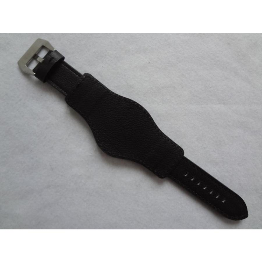 本革レザーバンド 台座BUND 腕時計ベルト 26mm 黒 ブラック Luminox用
