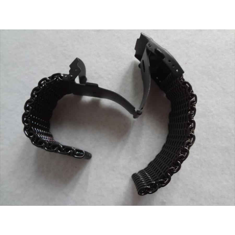 腕時計ステンレスベルト 22mm 黒 シャーク メッシュバンド ブラック