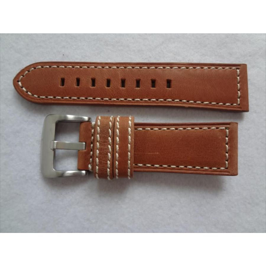 腕時計レザーバンド 26mm ずっしり艶消し尾錠 ベルト 茶色 茶 ブラウン