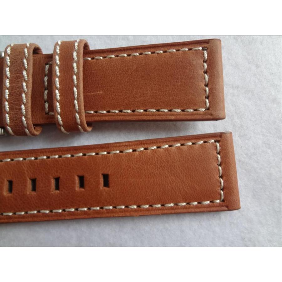腕時計レザーバンド 26mm ずっしり艶消し尾錠 ベルト 茶色 茶 ブラウン