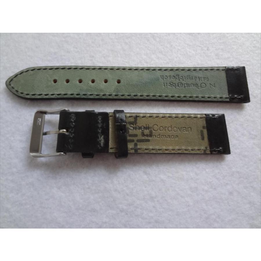 シェル・コードバン 19mm 腕時計ベルト バンド 黒 ブラック Shell