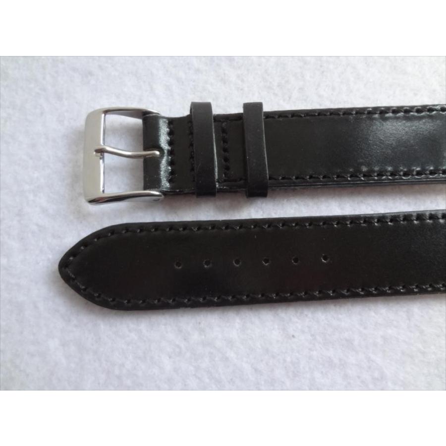 シェル・コードバン 19mm 腕時計ベルト バンド 黒 ブラック Shell