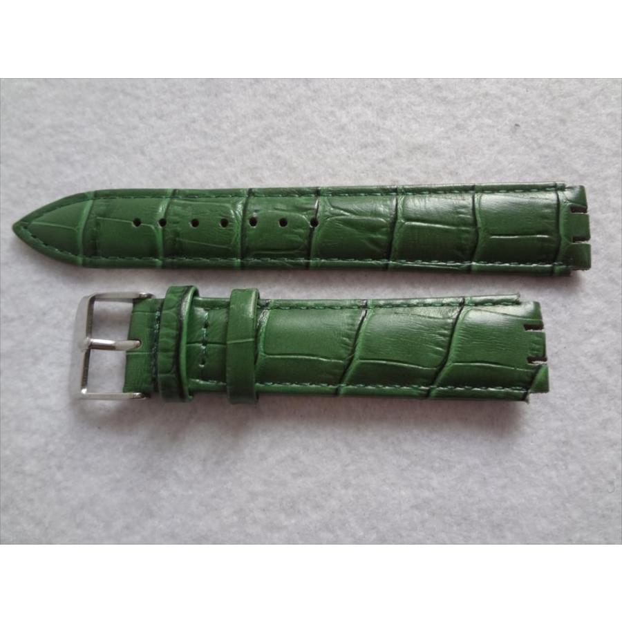 Swatch用 レザーバンド 腕時計交換ベルト 17mm 緑色 緑 グリーン