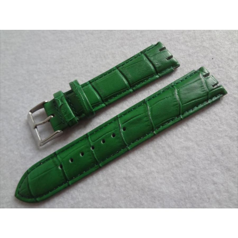 Swatch用 レザーバンド 腕時計交換ベルト 20mm 緑色 緑 グリーン