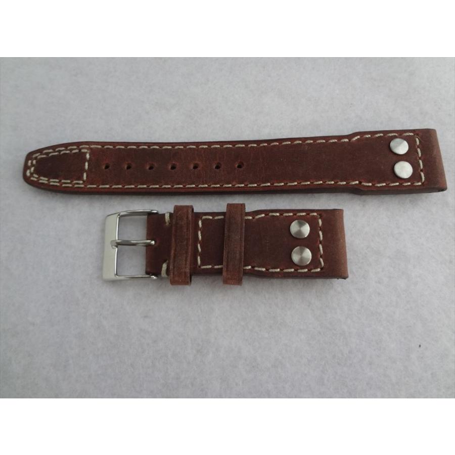 IWC ビッグパイロット BIg PILOT用レザーベルト 20mm 茶色/白ステッチ