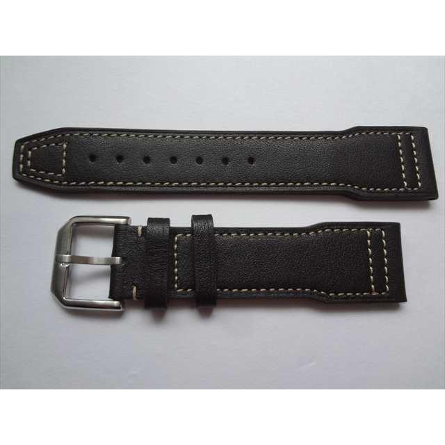互換品 IWC用レザーベルト 21mm 黒色 腕時計バンド黒 ブラック
