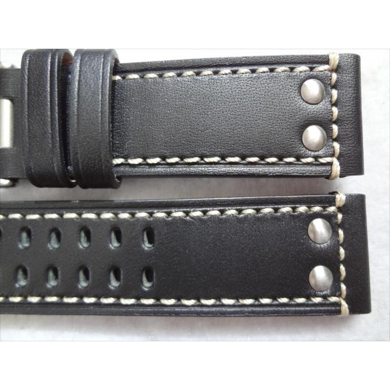 腕時計バンド Luminox 用 24mm 本革 レザーベルト 黒 黒色 ブラック