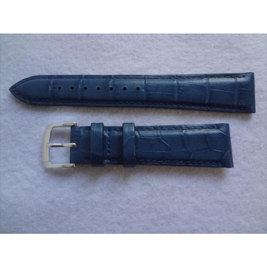 牛革型押し 腕時計ベルト 19mm 腕時計レザーバンド 青 ネイビー スコッチガード Bkm051dr Ecワイド 通販 Yahoo ショッピング