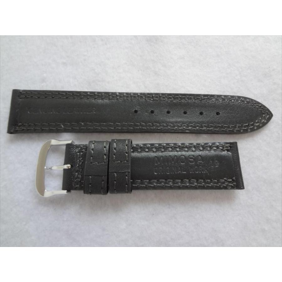 腕時計ベルト 19mm カーフ レザーバンド 灰色 グレー 日本製 ダブル