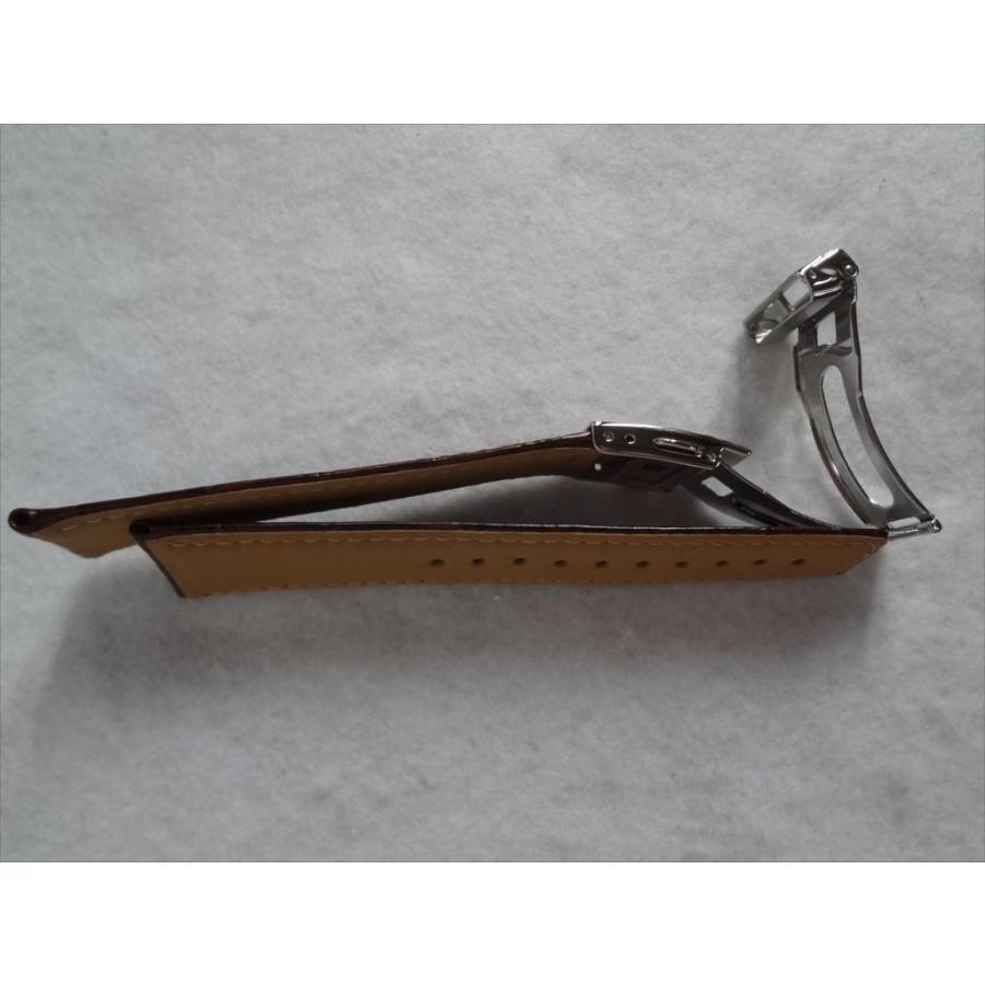 SEIKO 純正 バンド 20mm 牛革ワニ型押 腕時計レザーベルト こげ茶 D