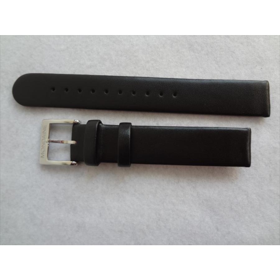 Mondaine 純正バンド 16mm レザー本革ベルト 黒色 黒/赤(裏地