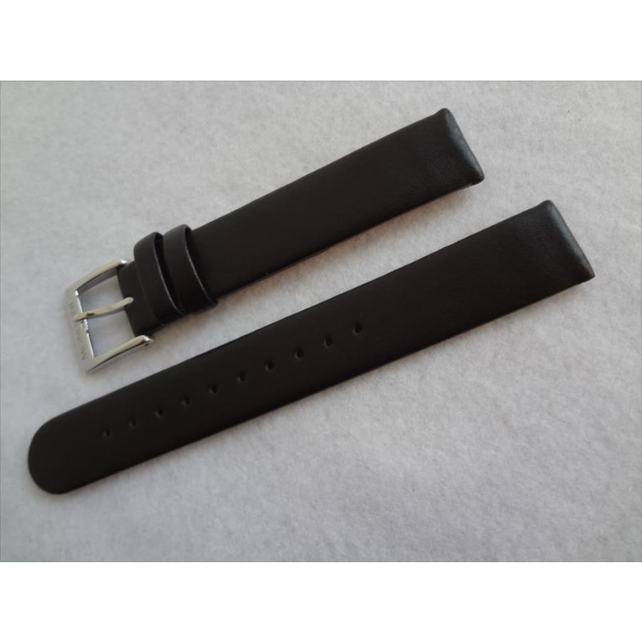 Mondaine 純正バンド 16mm レザー本革ベルト 黒色 黒/赤(裏地