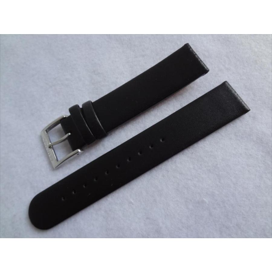 Mondaine純正バンド 18mm レザー本革ベルト 黒色 黒/赤(裏地) ブラック