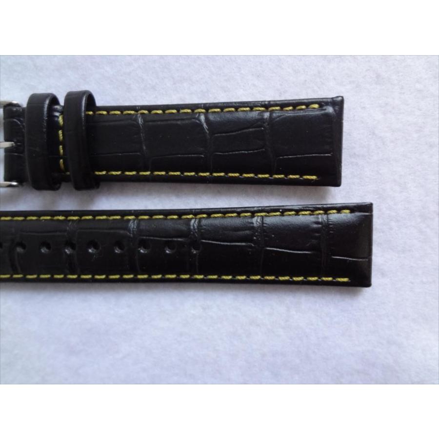 Seiko純正レザーバンド 7T92-0MF0用 腕時計 20mm ベルト 黒/黄色