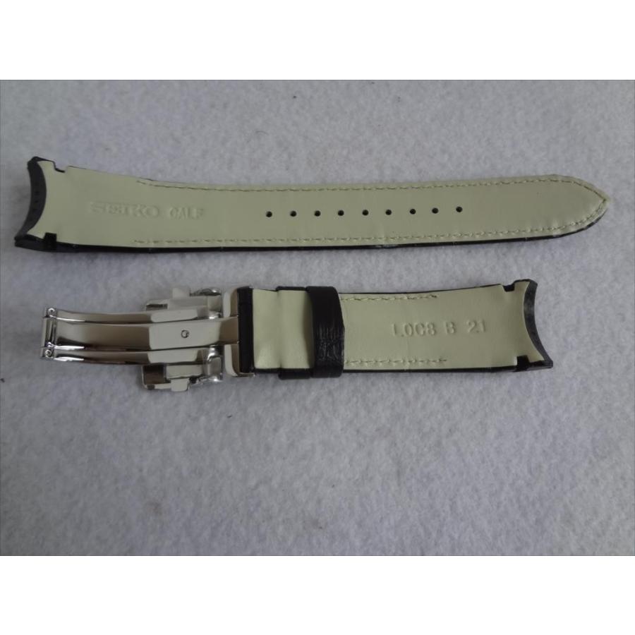 Seiko 純正 21mm 腕時計バンド Premier SRX011P2 用 レザーベルト 黒 D