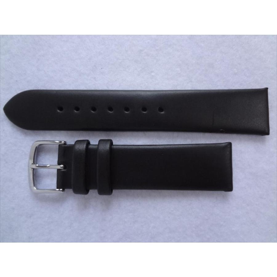 腕時計バンド 20mm 黒 オイルタン Oil-Tan フラット レザーベルト