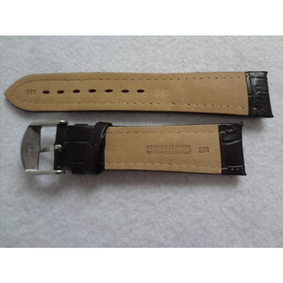 腕時計 レザーベルト ブライトリング用 22mm黒 アリゲーター型押し