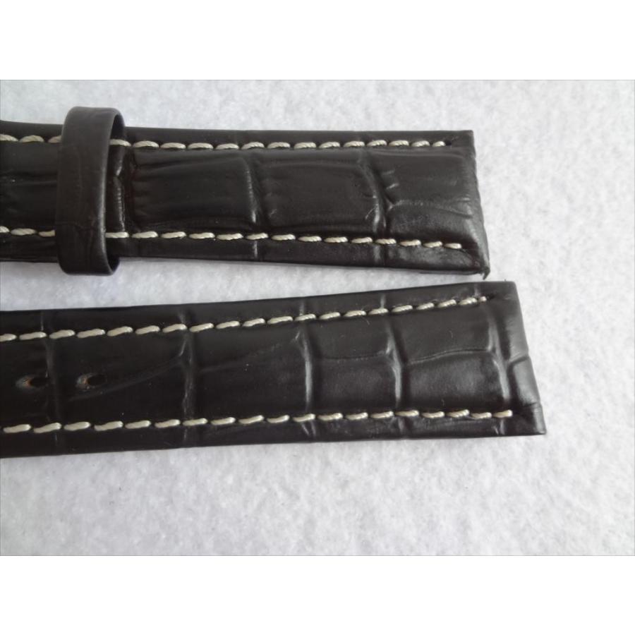 腕時計 レザーベルト ブライトリング用 22mm黒 アリゲーター型押し