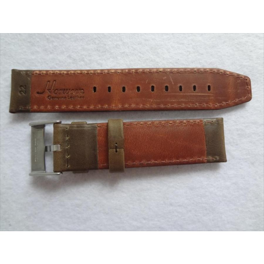 腕時計 Horween レザーベルト 22mm オリーブ(茶のような色) 時計バンド