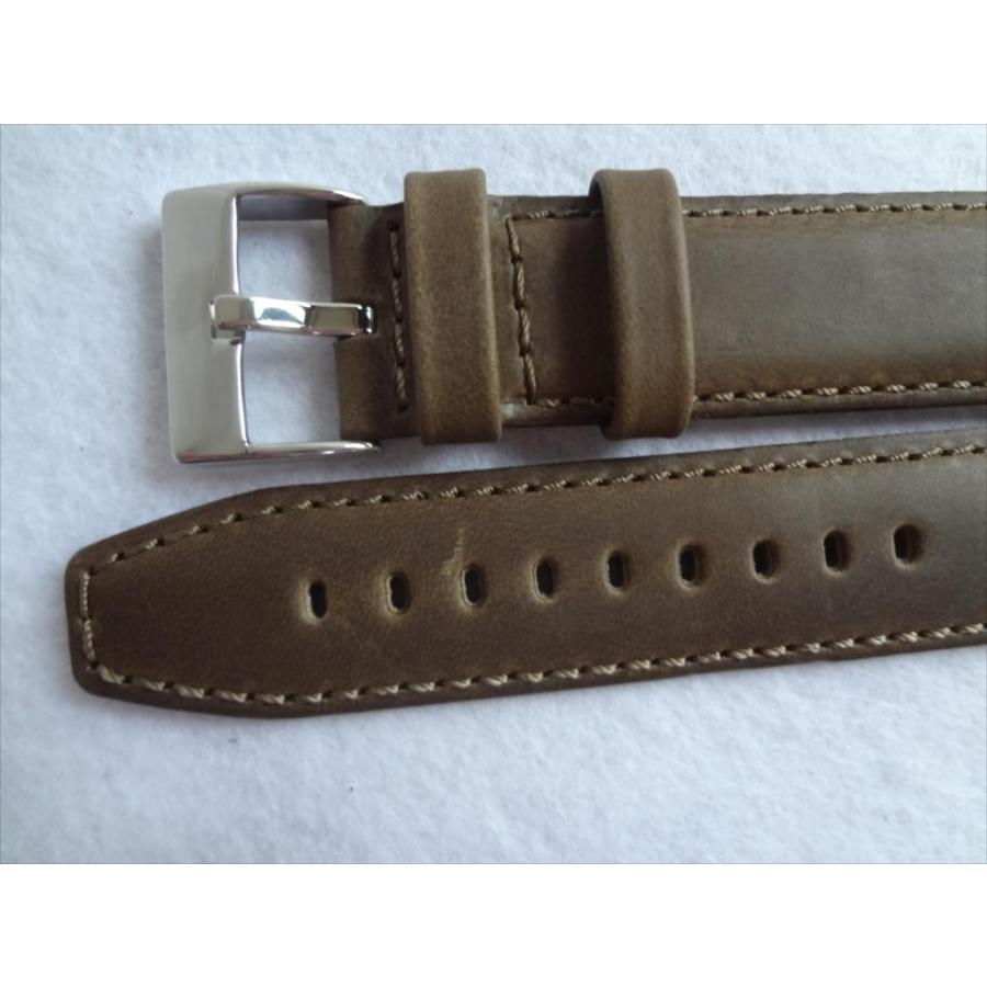 腕時計 Horween レザーベルト 22mm オリーブ(茶のような色) 時計バンド