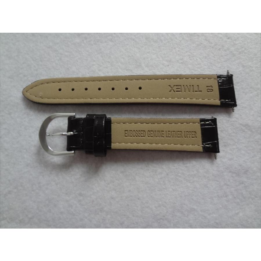 木梨サイクルxタイメックス　美品　レザーベルト TIMEXタイメックス純正本革レザーベルト18mmバンド黒クロコ型押