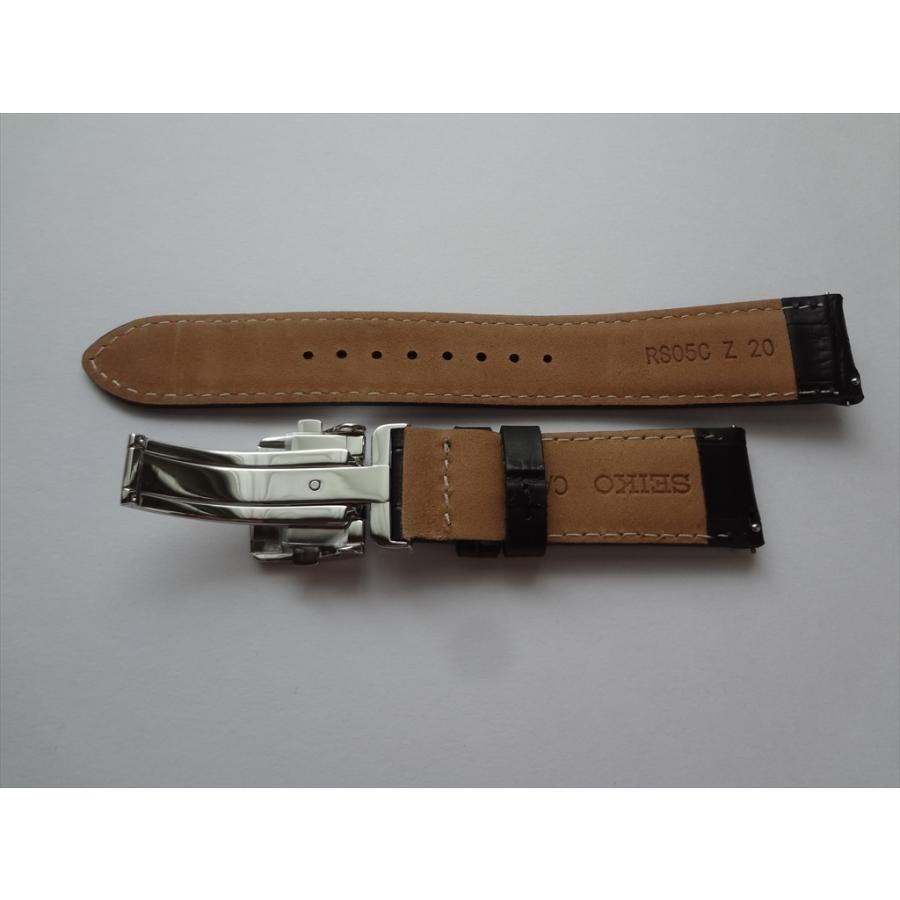 SEIKO 純正 腕時計バンド 20mm レザーベルト 黒色 ブラック Dバックル