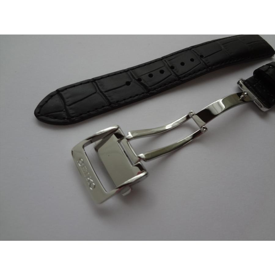 SEIKO 純正 腕時計バンド 20mm レザーベルト 黒色 ブラック Dバックル