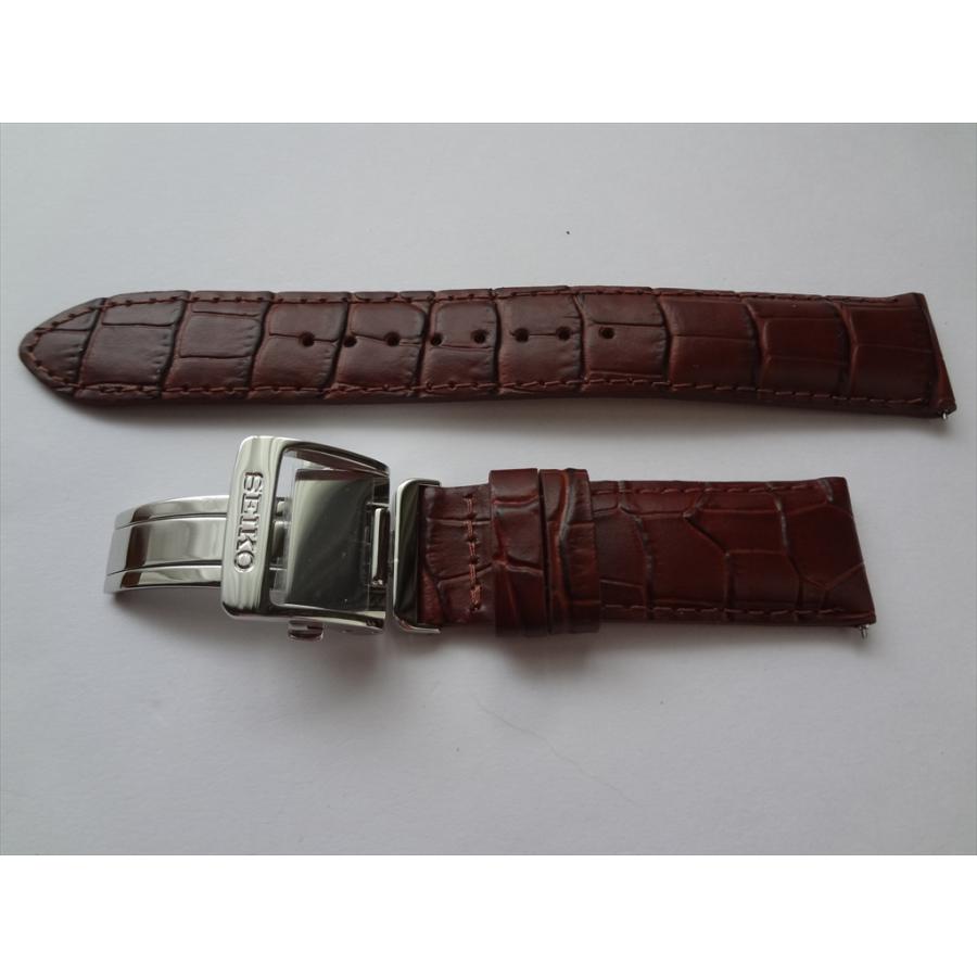 SEIKO 純正 腕時計バンド 20mm レザーベルト 茶色 ブラウン Dバックル